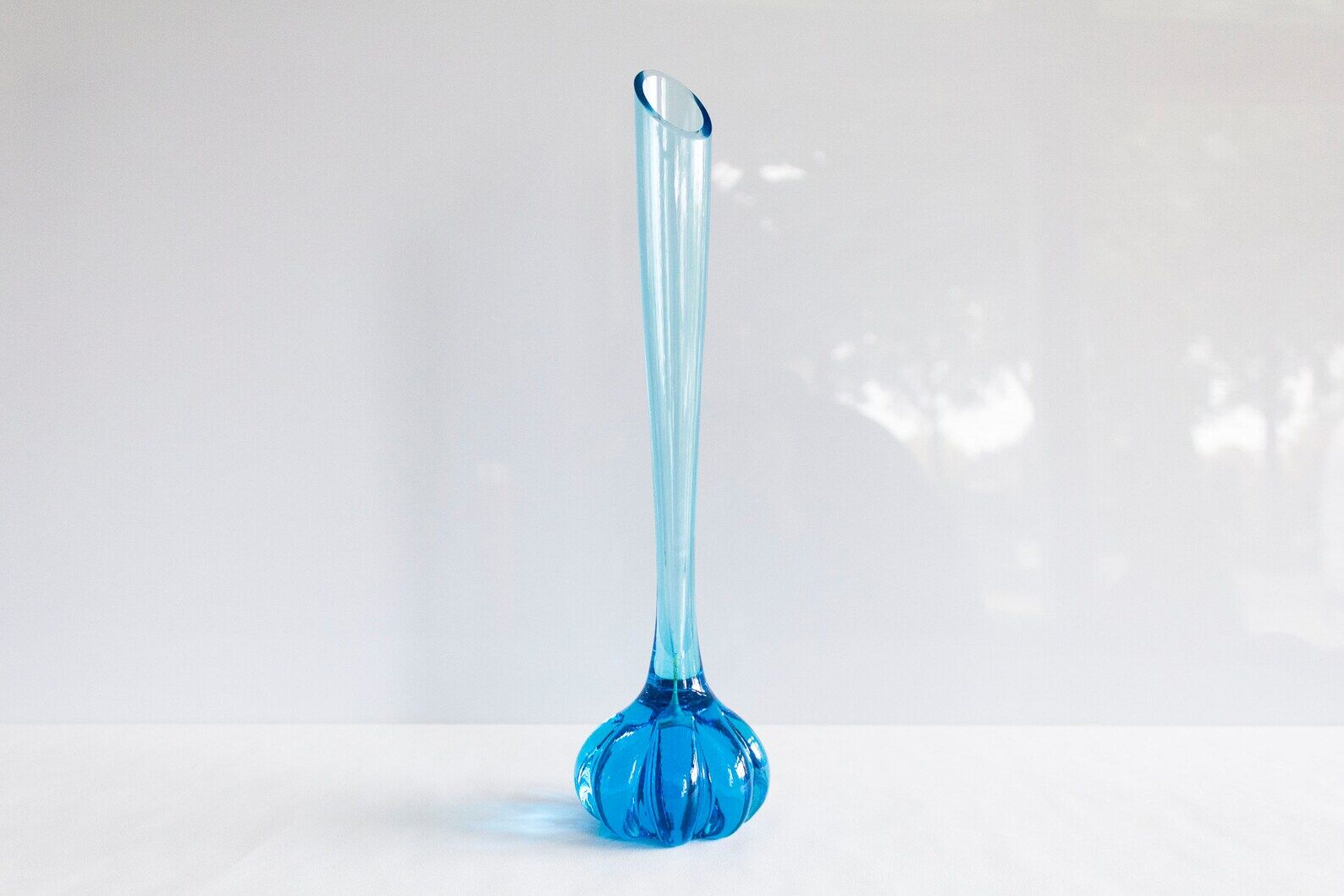 Vintage bright blue glass vase