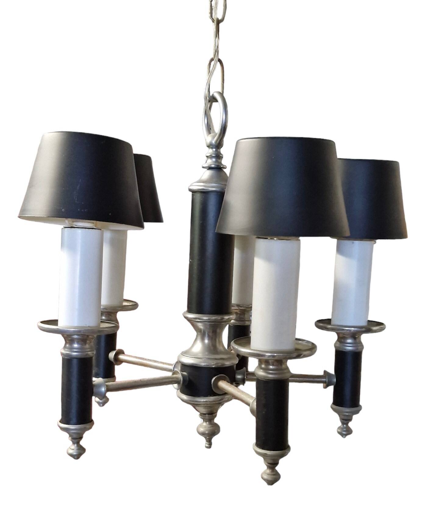 40s pendant chandelier with metal lampshades