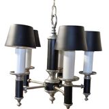 40s pendant chandelier with metal lampshades
