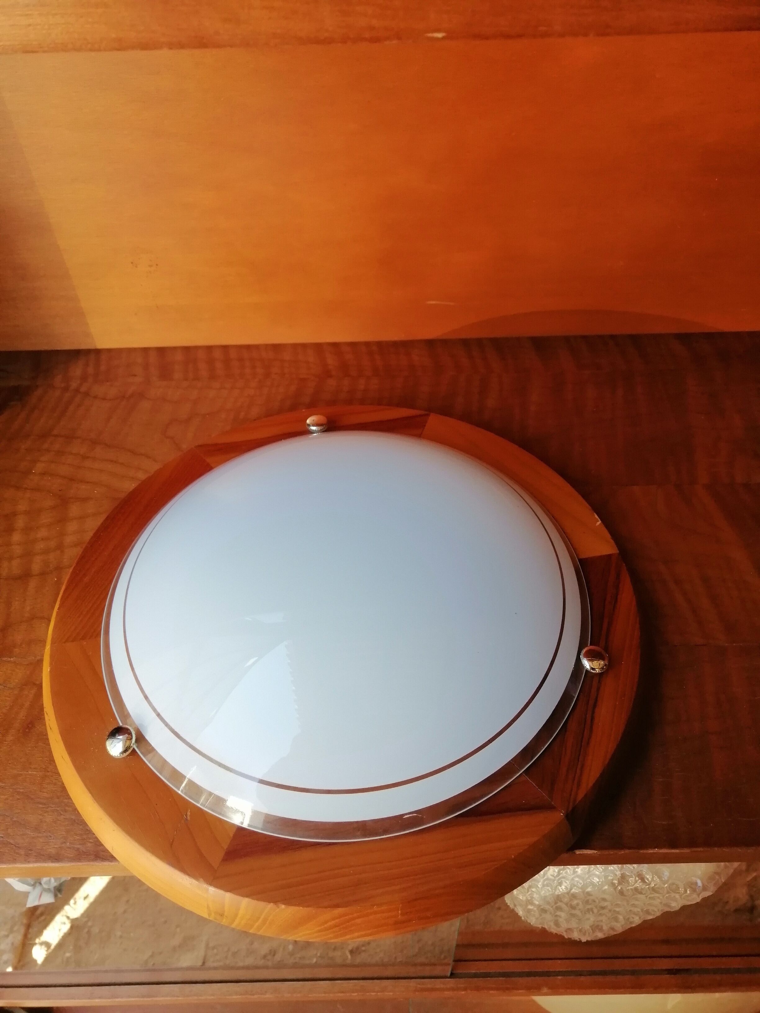 ROUND CEILING LAMP WOOD AND GLASS