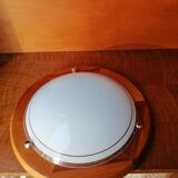 ROUND CEILING LAMP WOOD AND GLASS