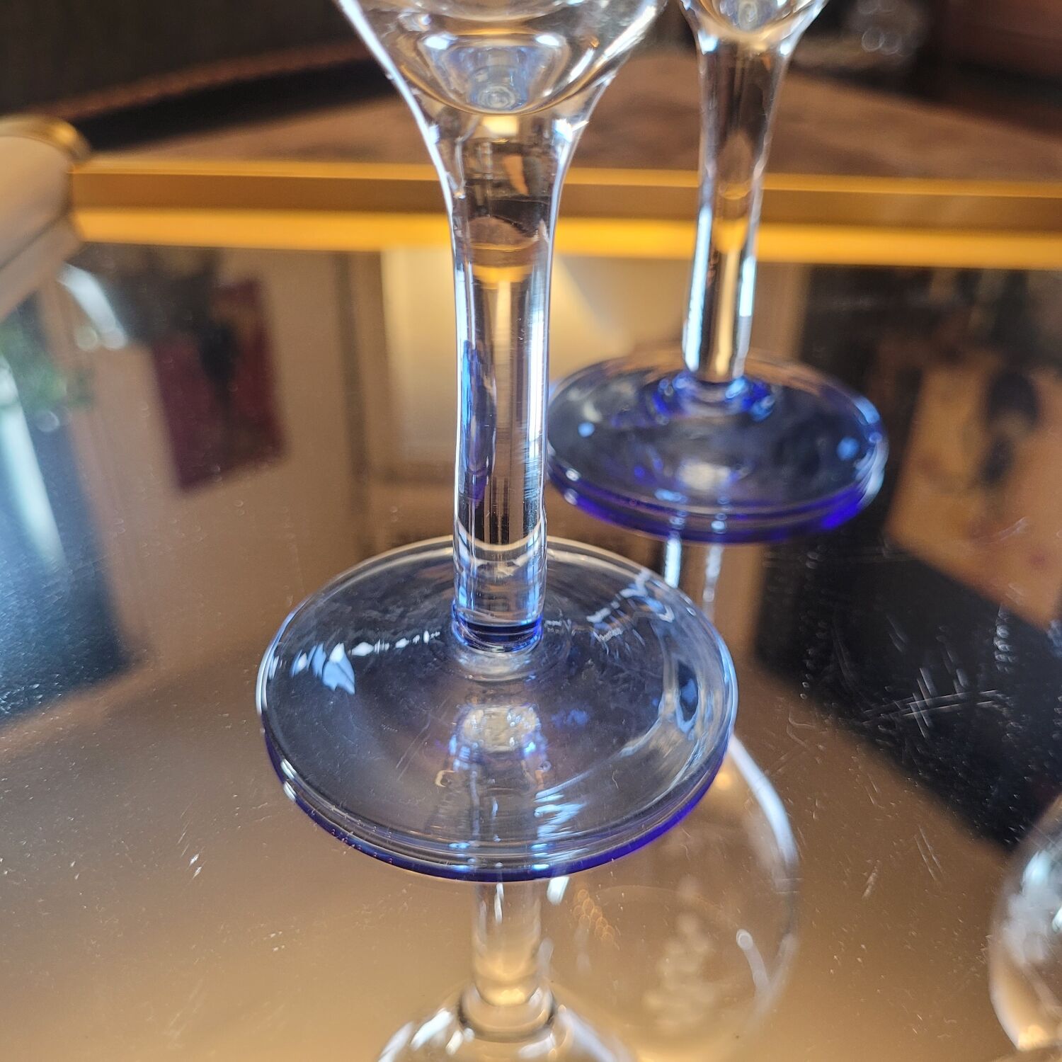 Set of 4 cut glass stemmed glasses from the 50s.