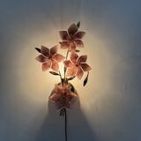 Mid-century design Murano pink glass flower wall lamp, 1970s