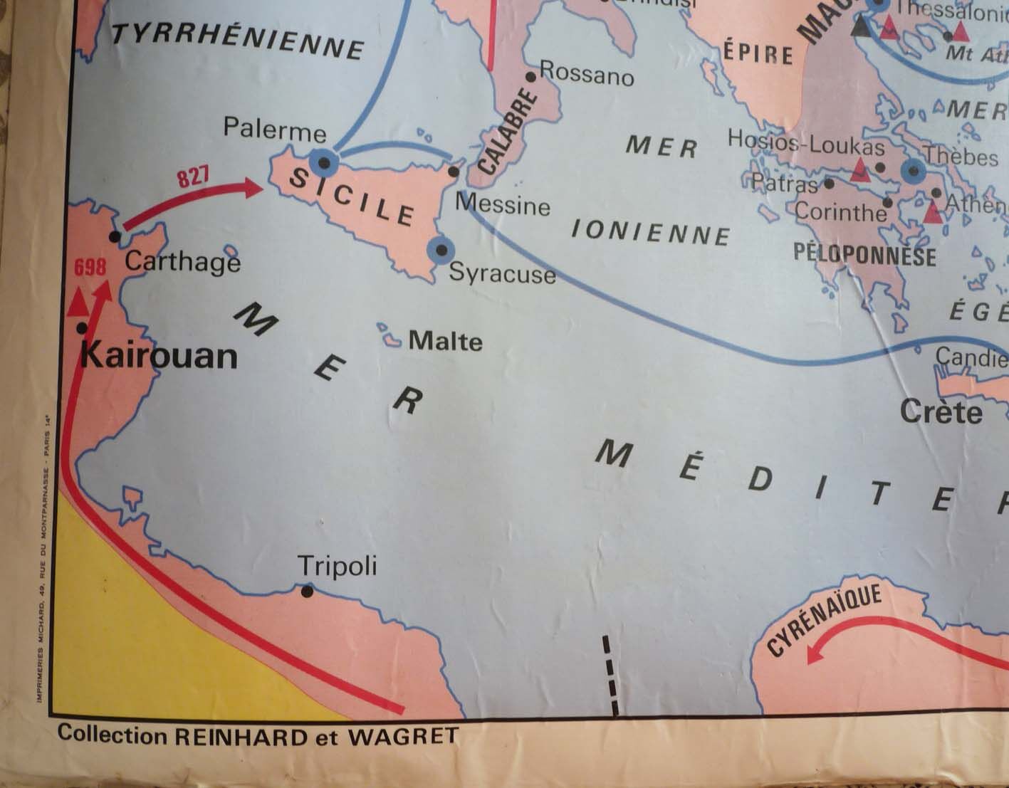 School map post vintage Byzantine Empire
