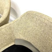 Series of six swivel chairs with organic shell, mottled fabric and base dis