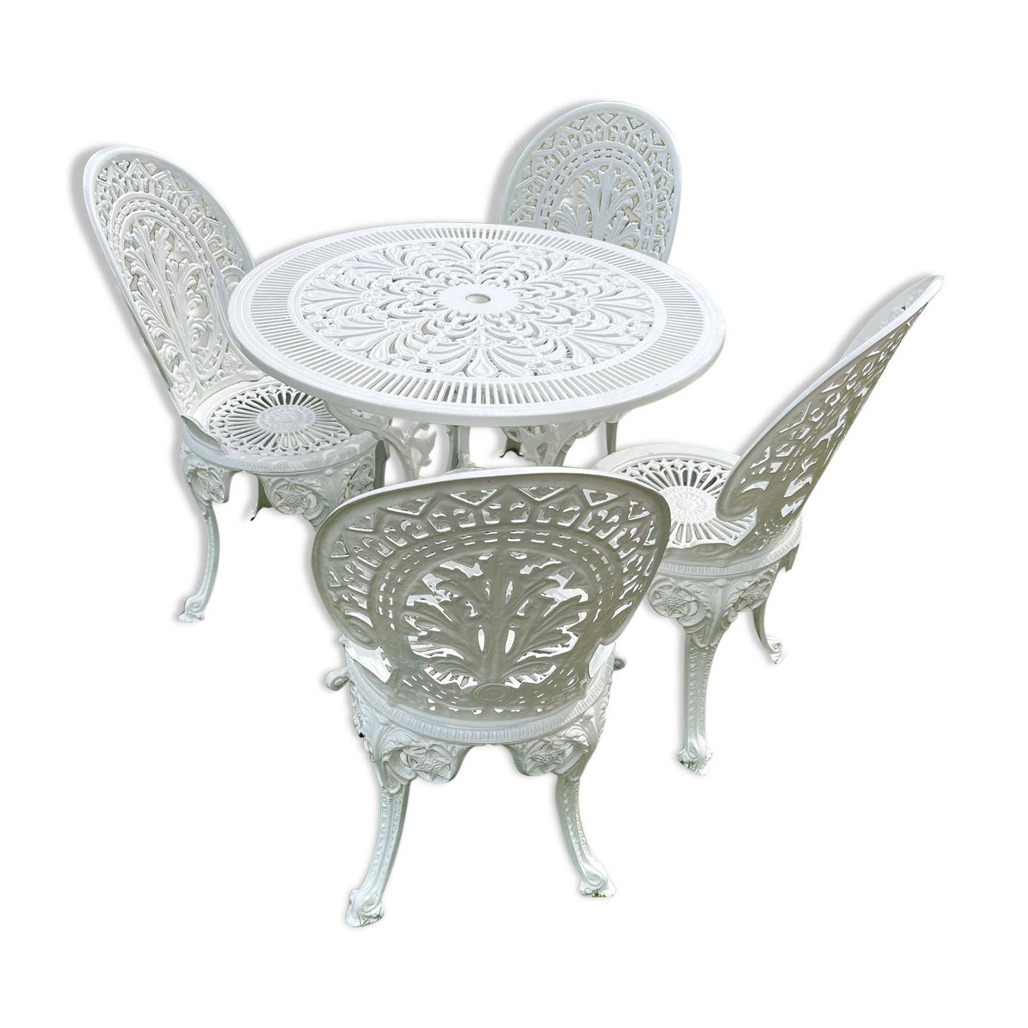 Old white rock garden furniture