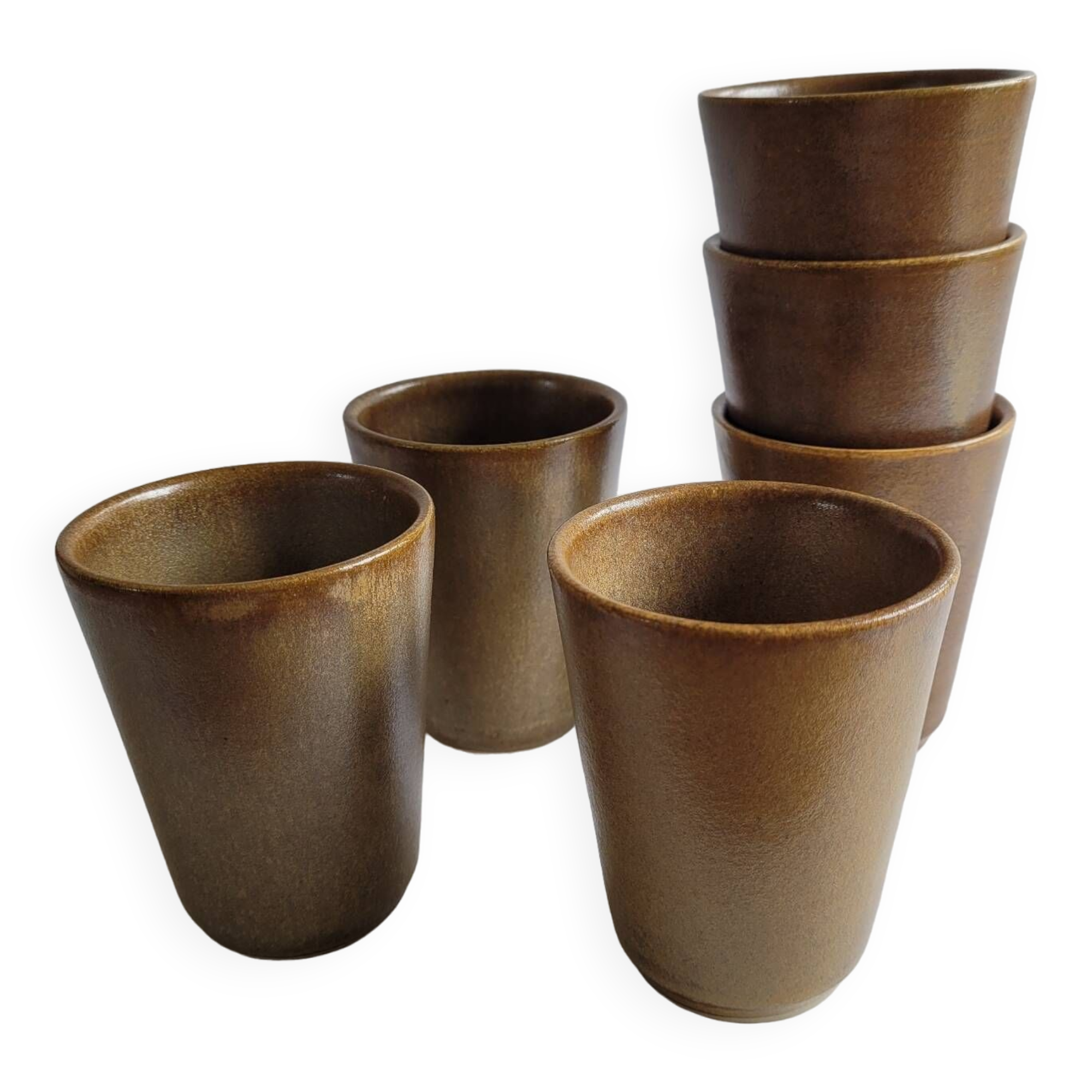 Set of 6 Digoin stoneware tumblers / cups