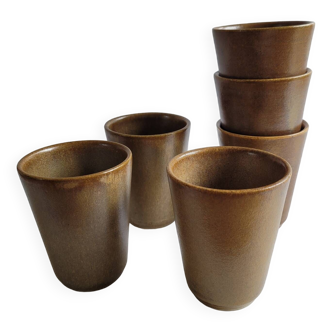 Set of 6 Digoin stoneware tumblers / cups
