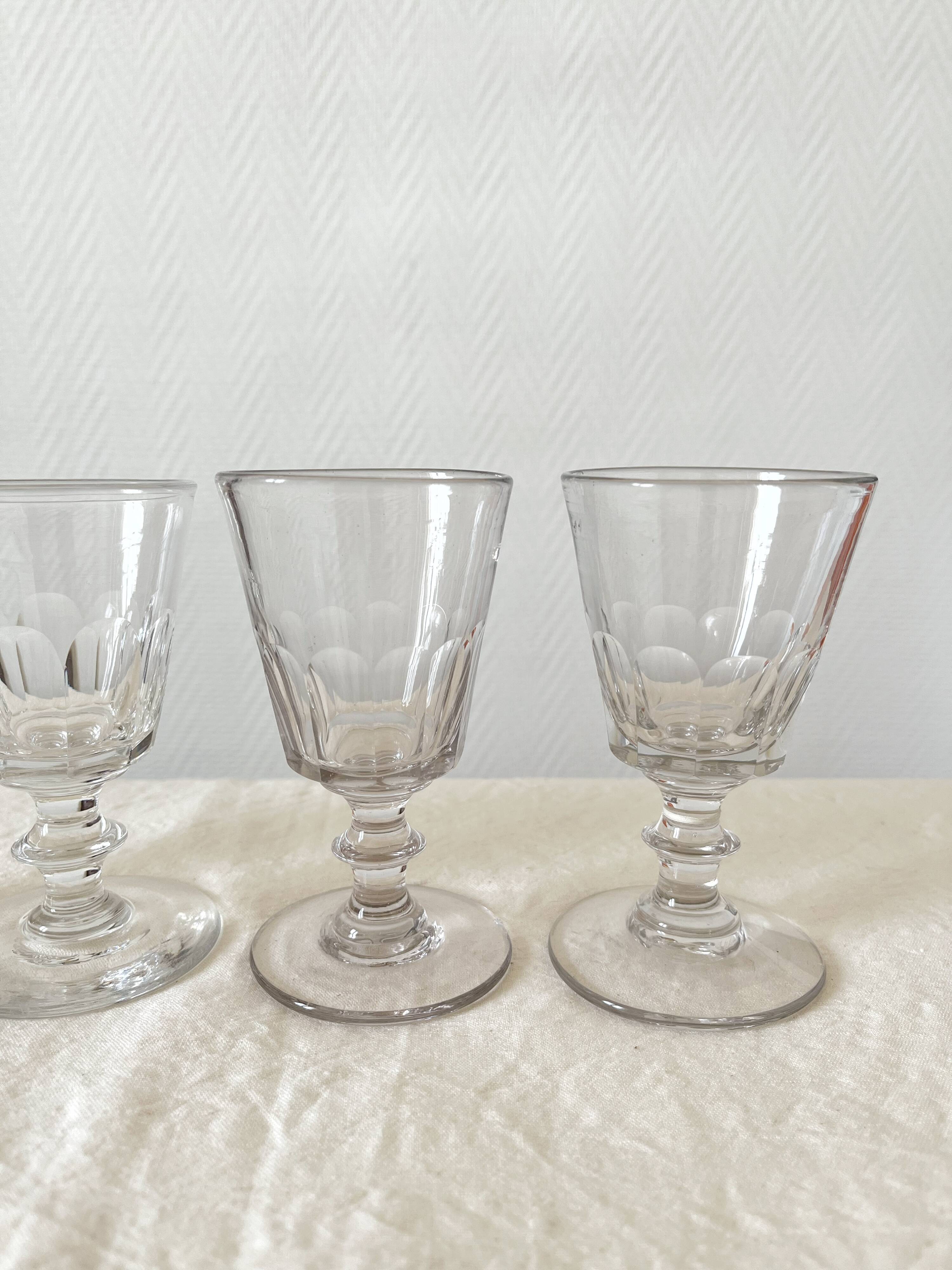4 old crystal wine glasses Cato Saint Louis 19th century