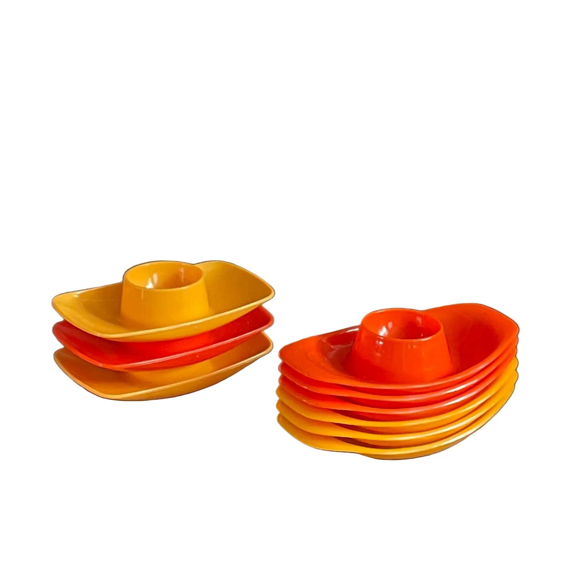 Set of 9 vintage plastic egg cups