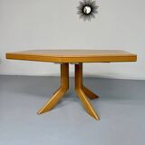 Antique octagonal solid wood extendable table, Girsberger design