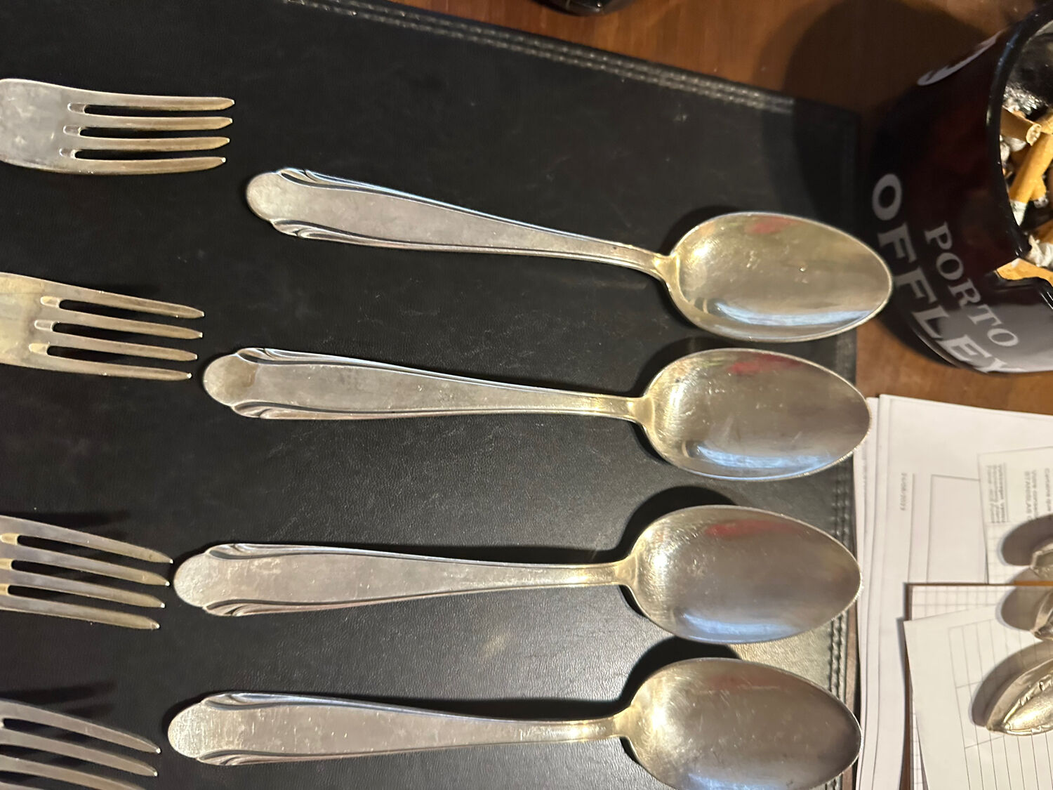 6 silver-plated spoons and 6 forks