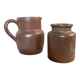 Duo of stoneware ceramic, pitcher and pot, vintage