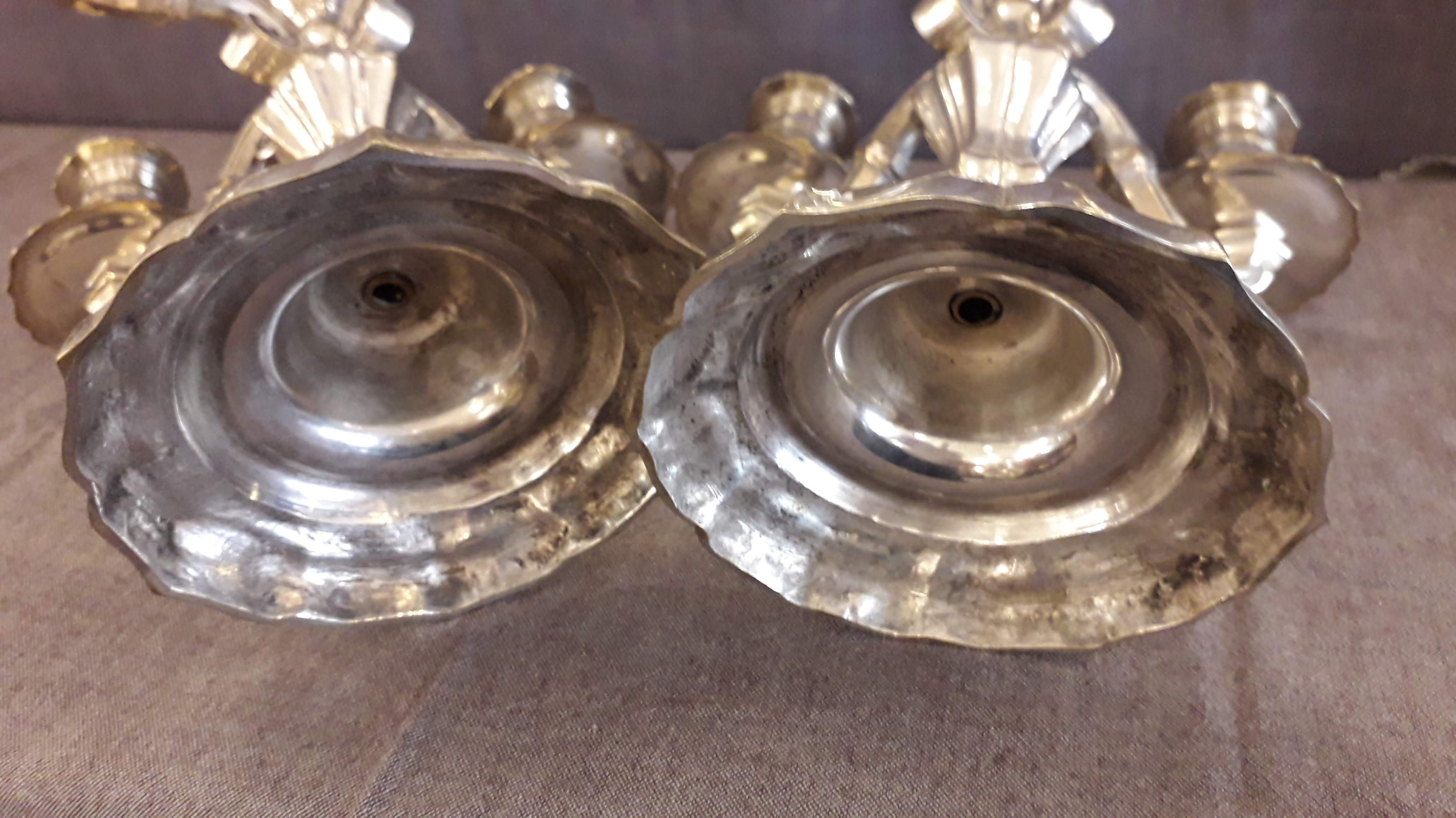 Old silver bronze chandeliers