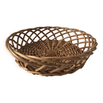 Large round rattan basket vintage 60s-70s