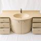 Vintage sculptural cream lacquered vanity unit with marble, 1980s.
