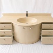Meuble-vasque vintage sculptural laqué crème et marbre, années 80