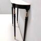 Vintage black lacquered beech console with a portuguese pink marble top, italy