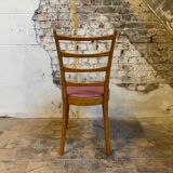 Set of 4 vintage Scandinavian style chairs with old pink velvet seat