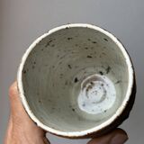 Vintage scarified stoneware vase pot from the 60s
