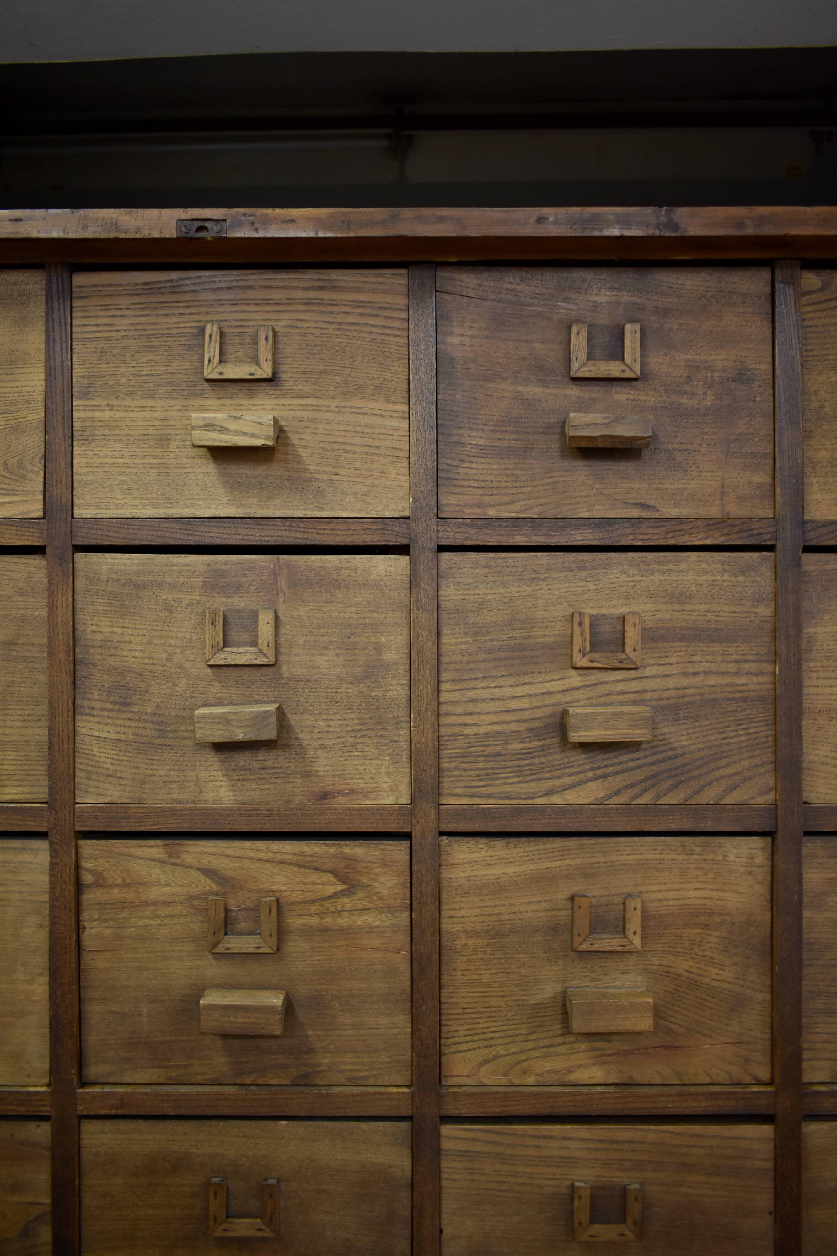 Mid century wooden apothecary drawers, 1940s, 50s