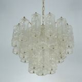 Mid-Century Toni Zuccheri for Venini, corteccia murano glass chandelier. 1960s Italy