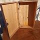 Antique wooden suitcase with lock and key