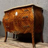 Curved Louis XV style chest of drawers in marquetry, 20th century period