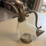 Silea duck pitcher in glass and silver-plated metal