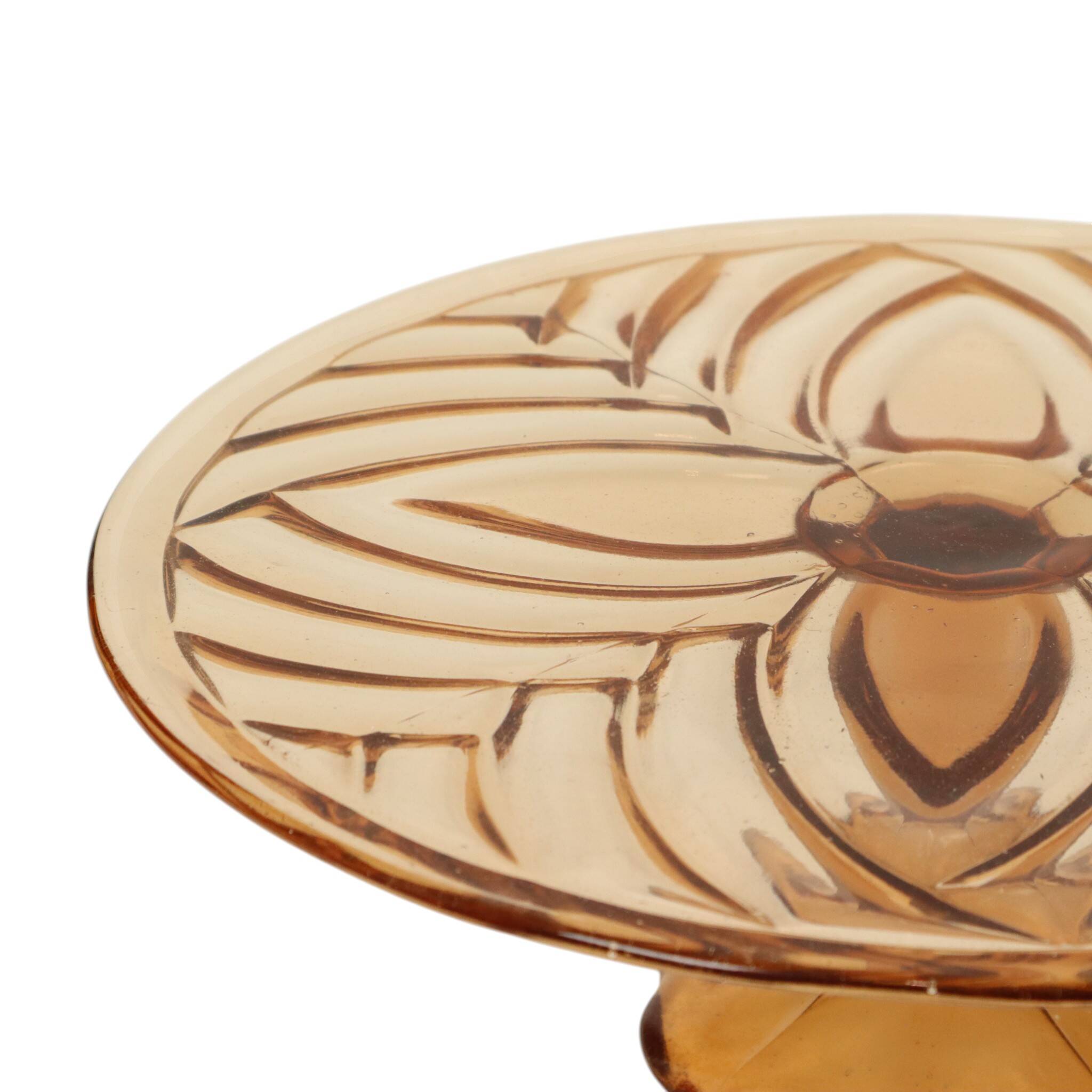 Amber Art Deco Cake Plate Pastry Dish Val Saint Lambert 33cm