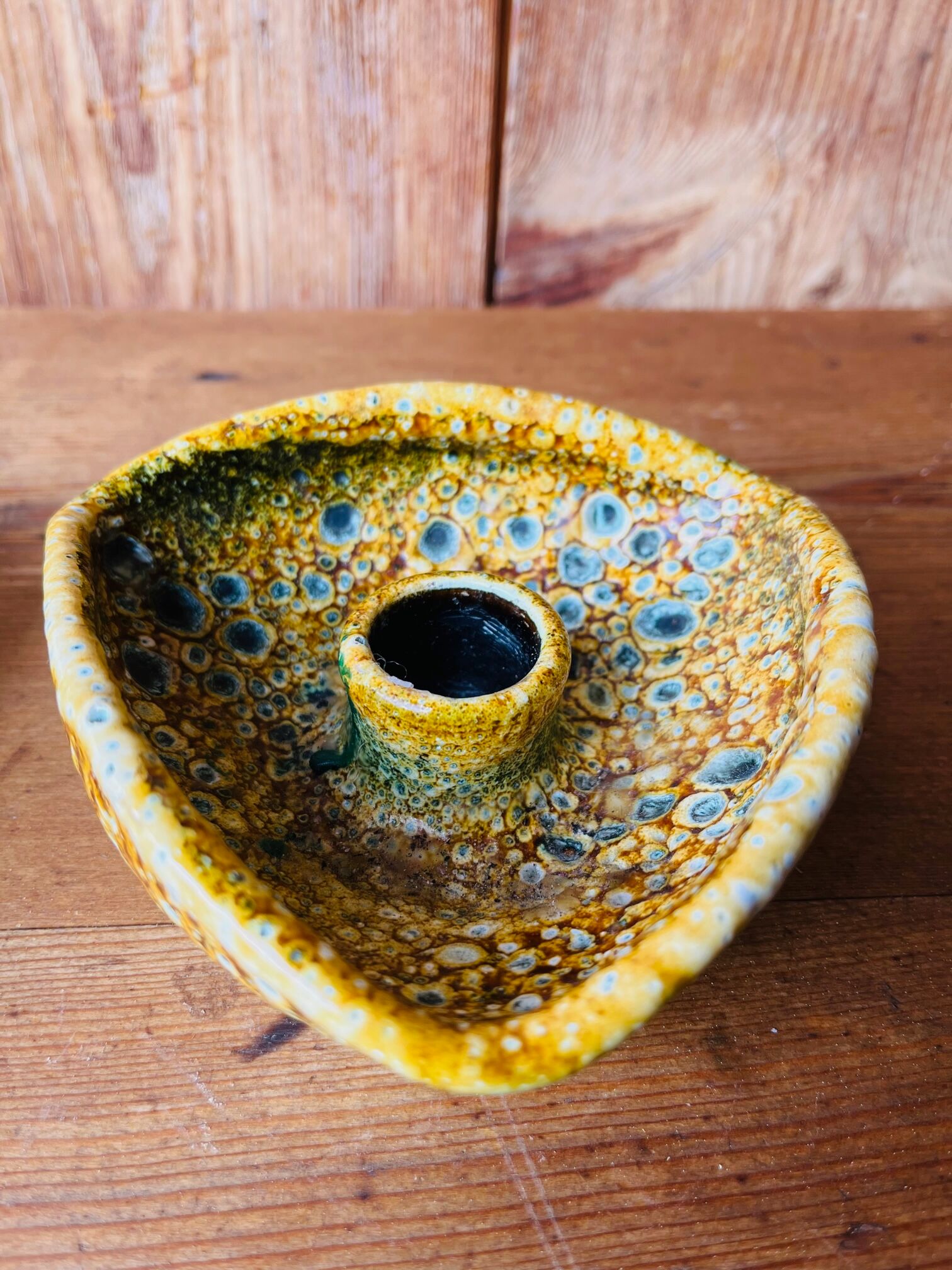 Duo of ceramic candlestick Fat Lava 70s.