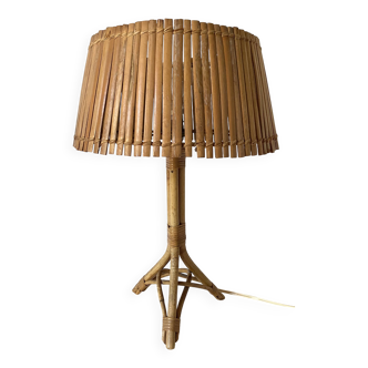 Lampe en rotin années 60 , H 46 cm