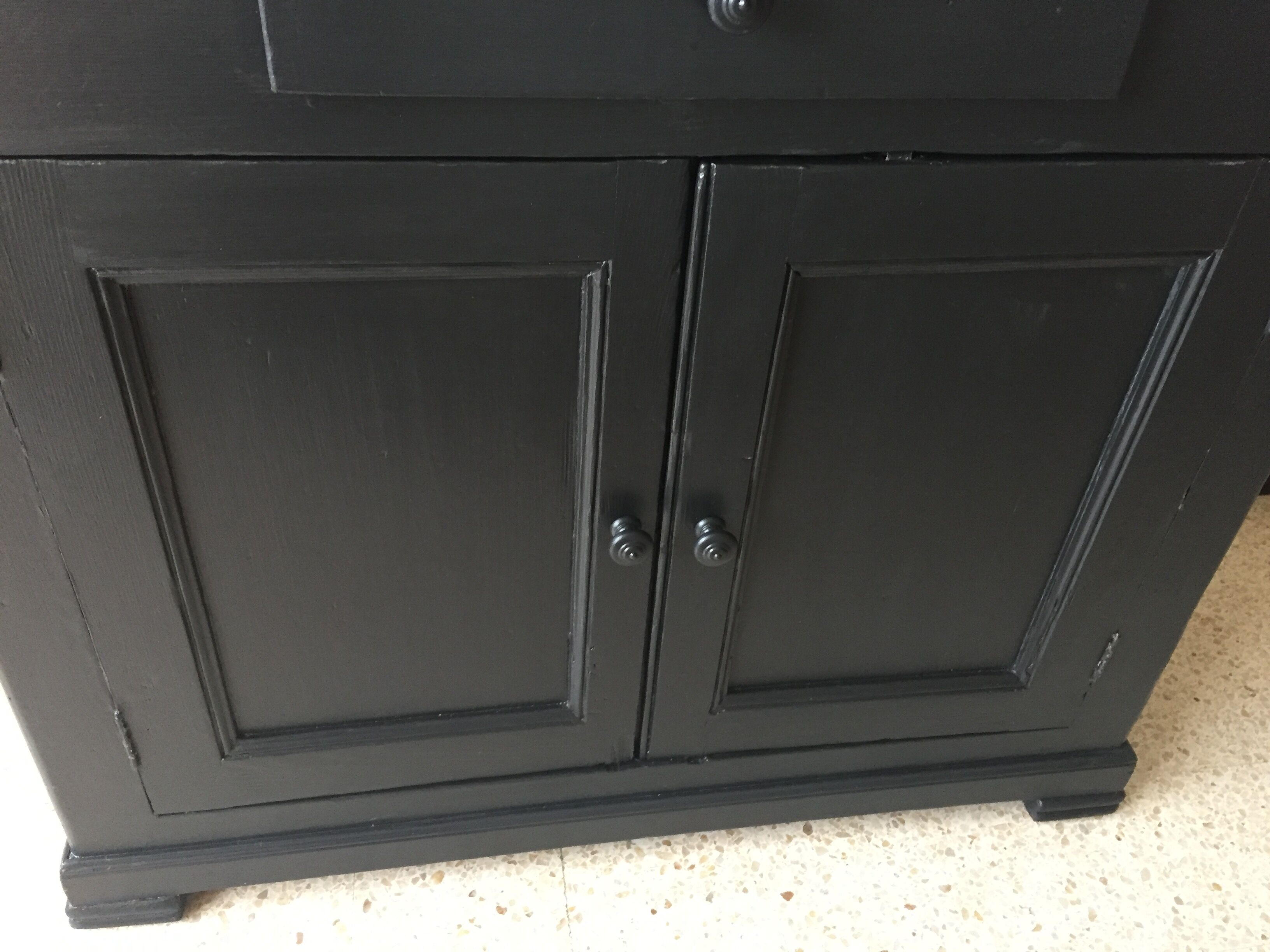 Antique black solid wood sideboard