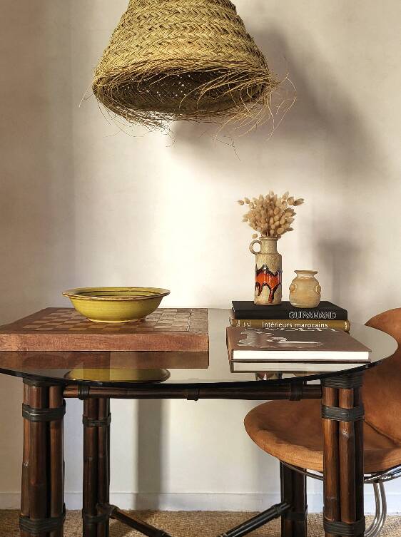 Round smoked glass table