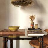Round smoked glass table
