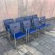 Four Arco Frame Dining Chairs / Blue Leather / Burkhard Vogther