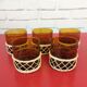 Lot of 5 amber and rattan glass