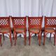 Chaises de bistrot italiennes vintage - Bois rougeâtre, tissu marron, années 1980 - Lot de 4