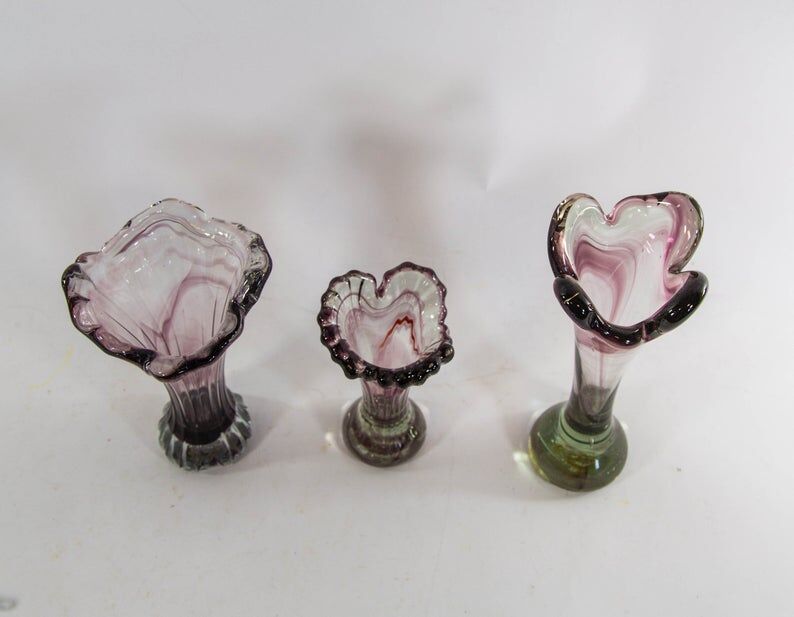 Set of 3 Murano vases 70s
