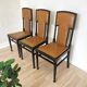 Set of 3 Vintage Dining Chairs: High Back, Leather Seat, Nailhead Trim
