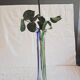 Vintage Murano glass filigree soliflore vase in blue and green.