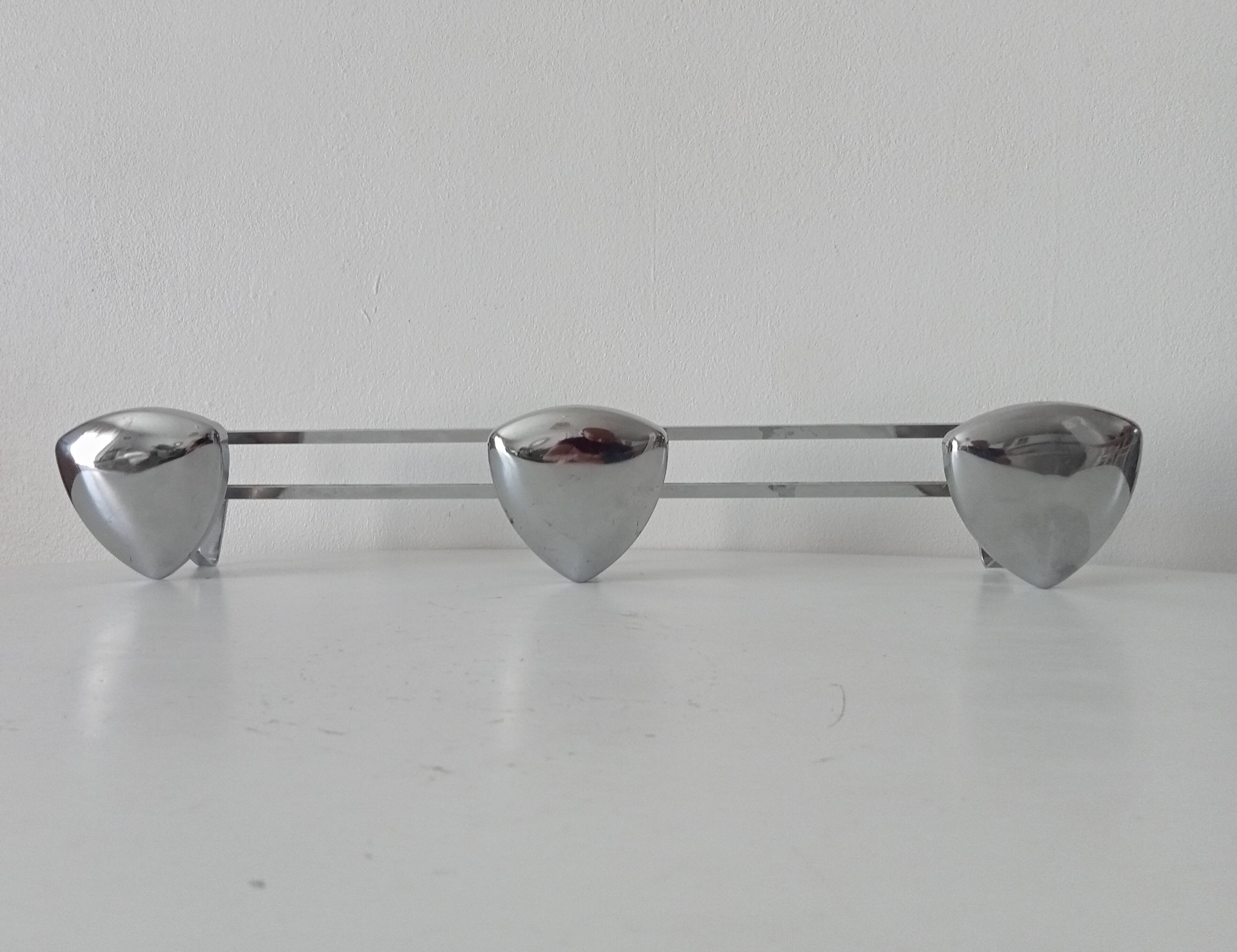 Vintage 1960s chrome wall coat rack automotive design