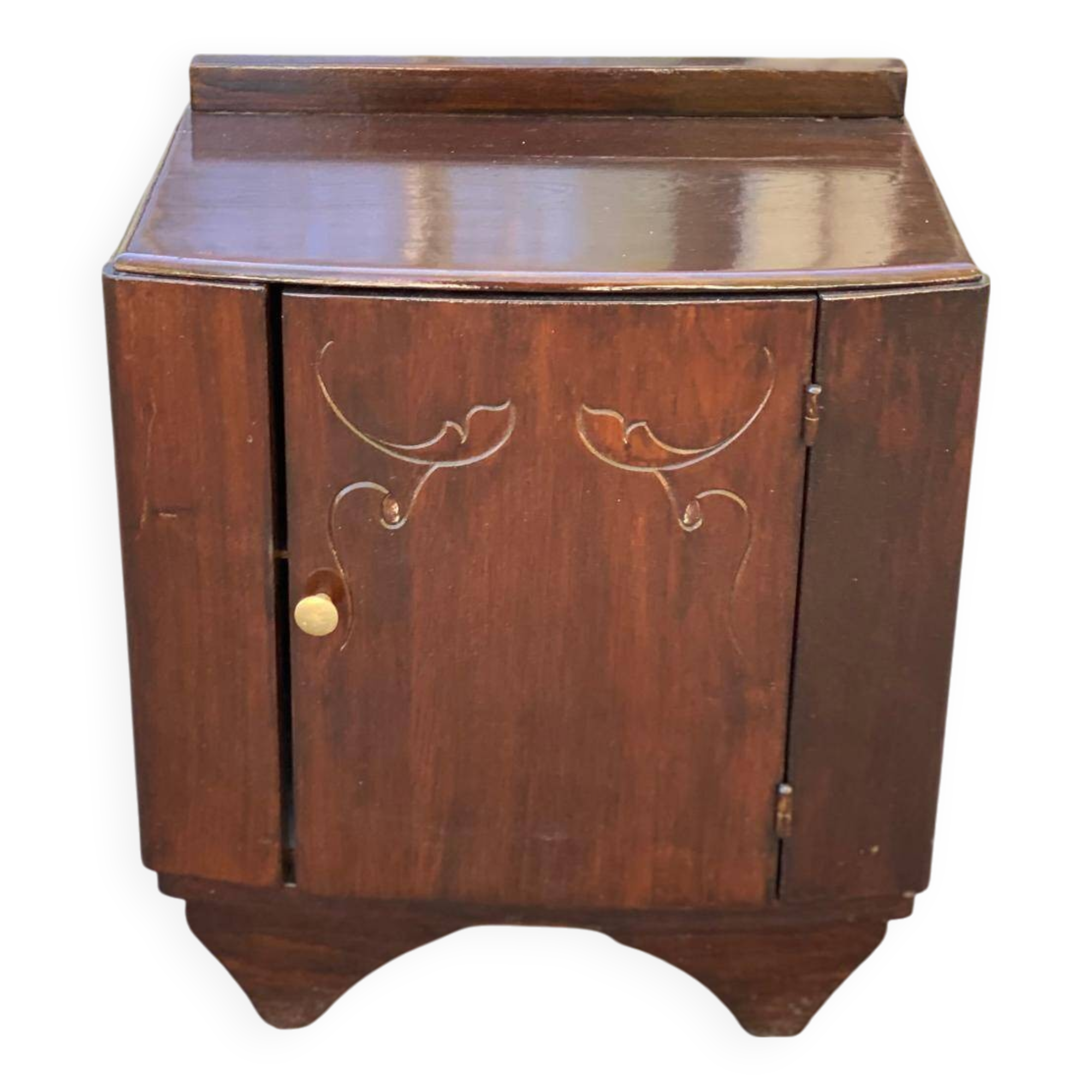 Art Deco bedside table in glossy dark oak