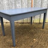 Reconstruction period oak table with 1 drawer painted blue.