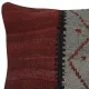 Vintage Wool Kilim Cushion Cover. Handwoven Turkish Accent Pillow. Traditional Throw Pillow