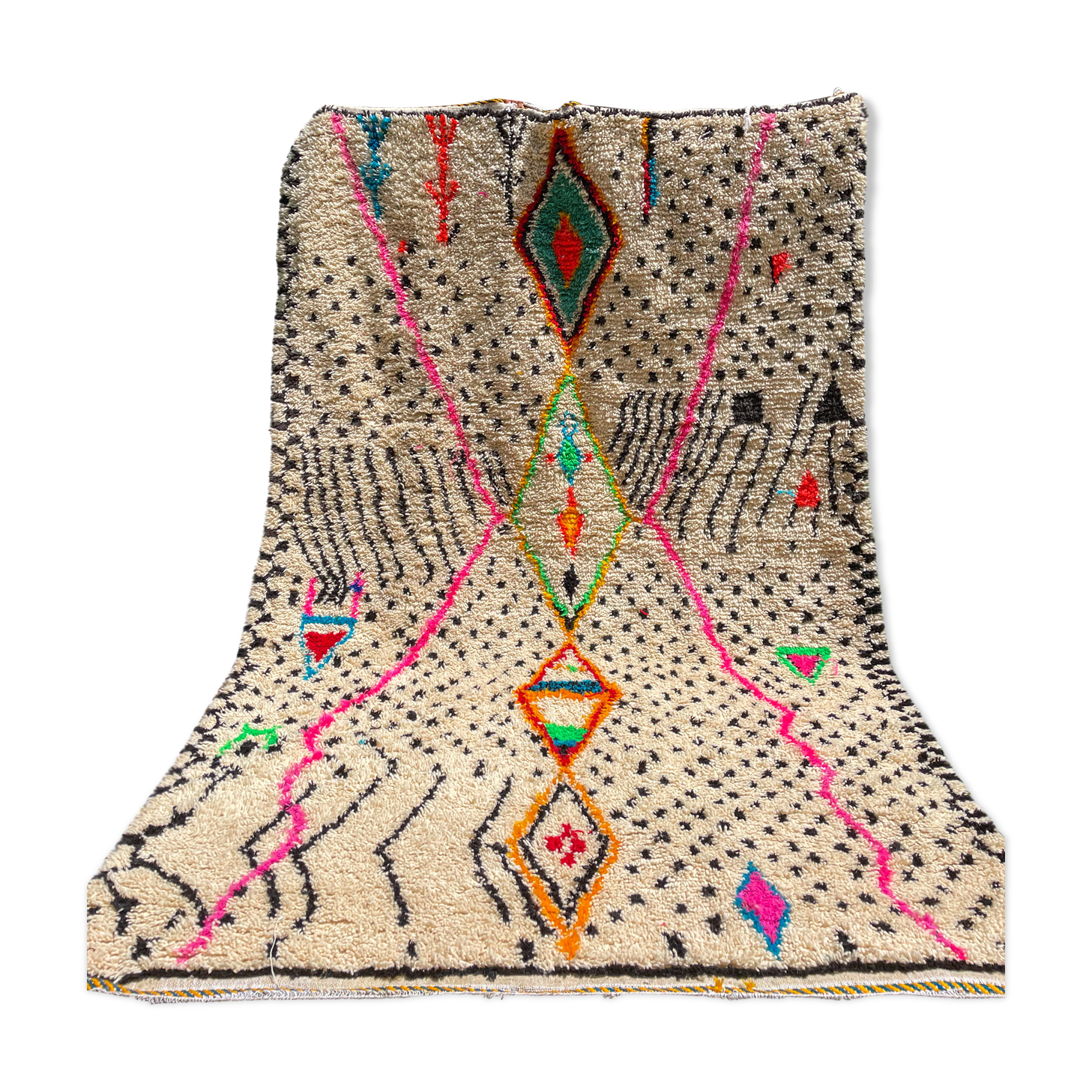 White azilal berber carpet with new neon colored patterns 300 X 200 cm