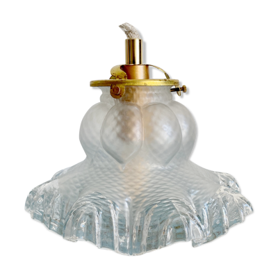 Baladeuse tulipe vintage en verre transparent et dépoli