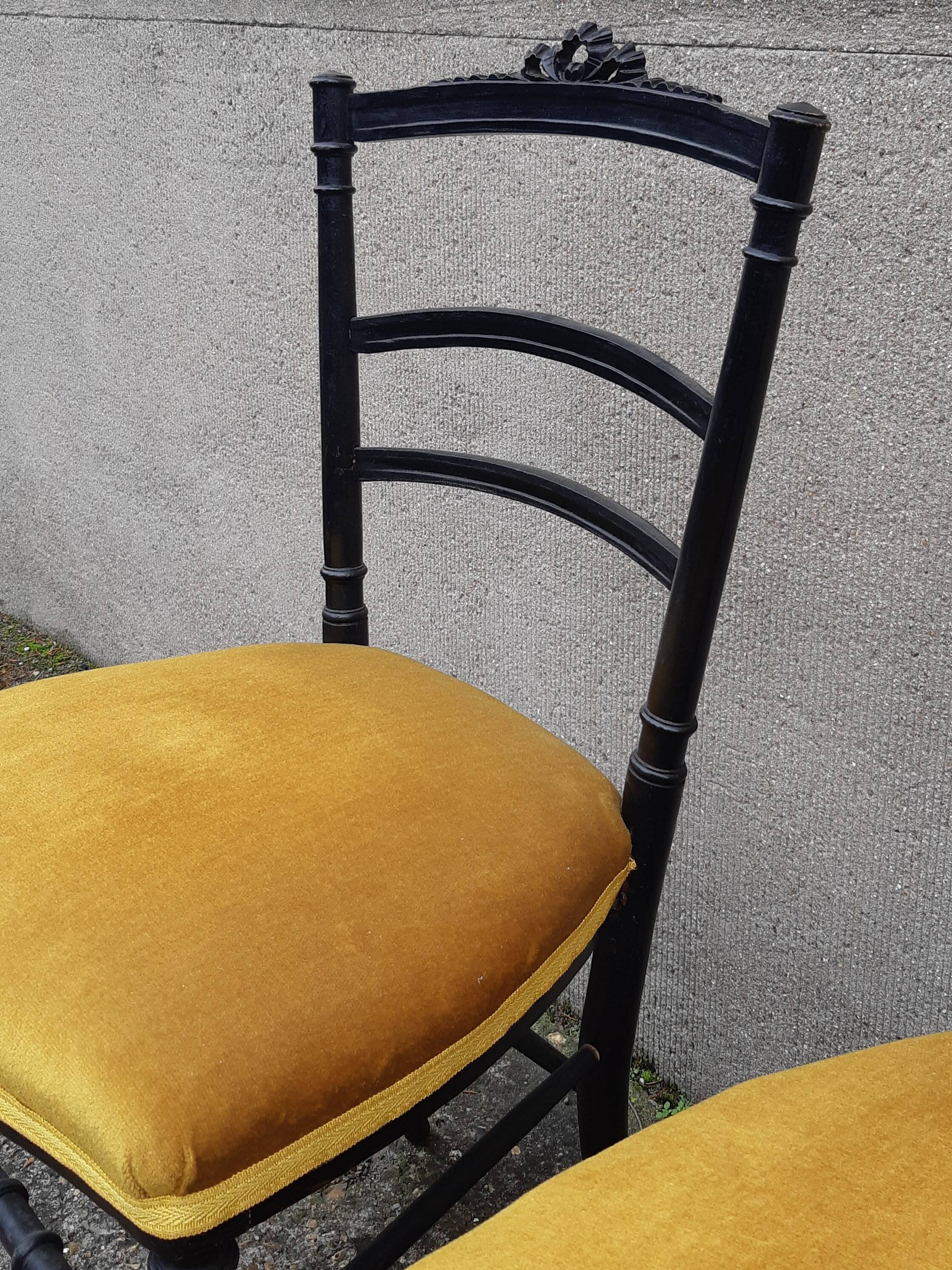 Pair of blackened wood Napoleon III chairs