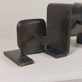 Vintage brutalist bronze candlestick by Wolfgang Bergmeister