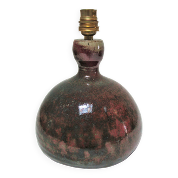 Enameled sandstone lamp base signed 70s